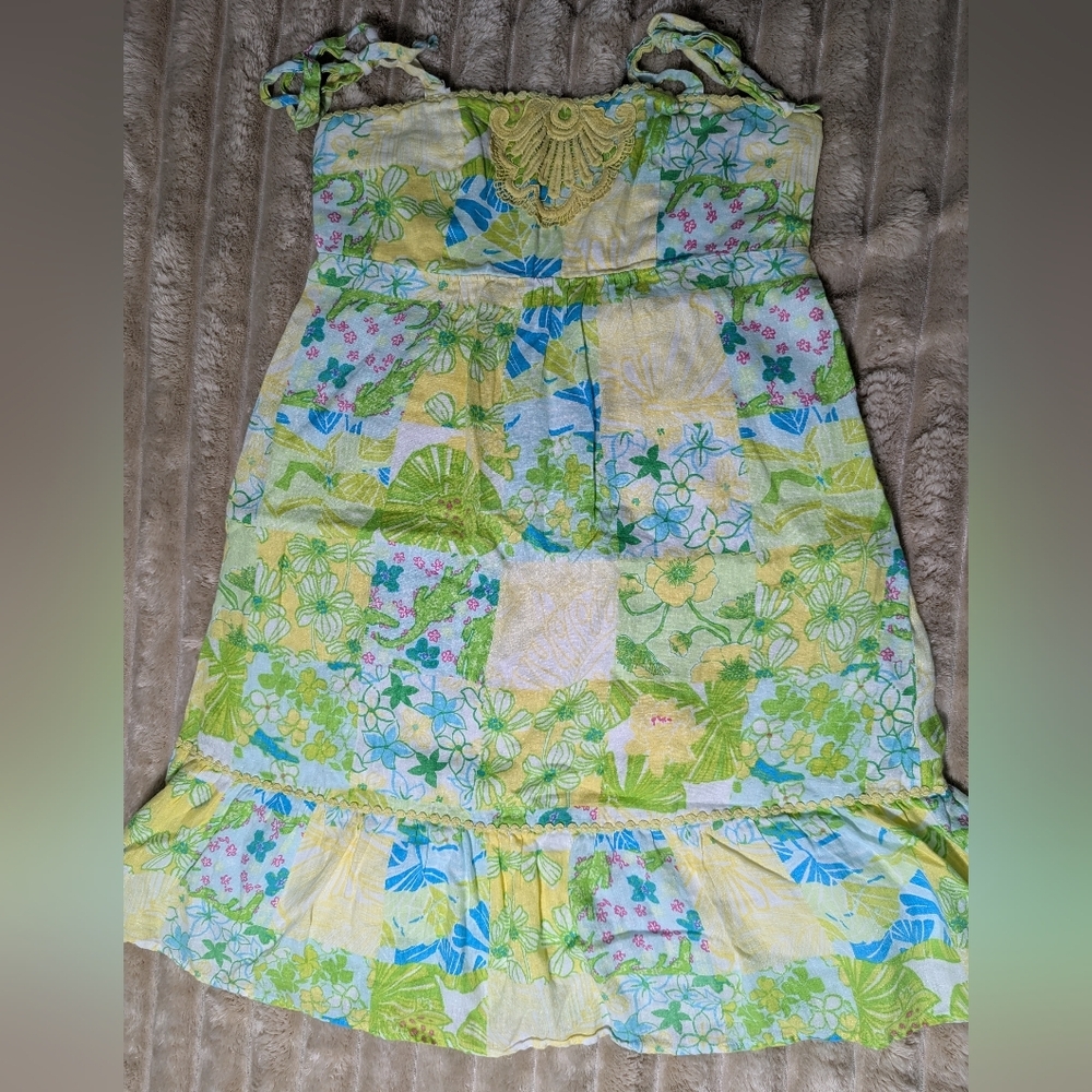 Lilly Pulitzer Yellow Green Blue Floral Mini Dress